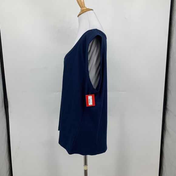 Spanx Tank Top Womens 3X Plus Navy Scoop Neck Ribbed Knit Stretch Sleeveless - Picture 5 of 14